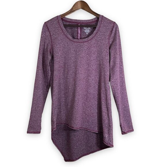 Splendid Women Size L Active Fitted Top Long Sleeves Round Neck Uneven Hi-Lo Hem - Picture 1 of 14